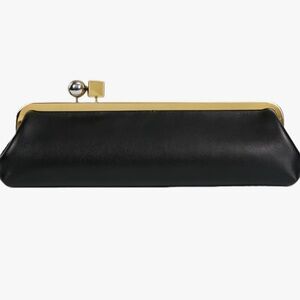 Chic Black Clutch with Kiss-Lock Fastening - Has Gold and Silver Accents — NEW
